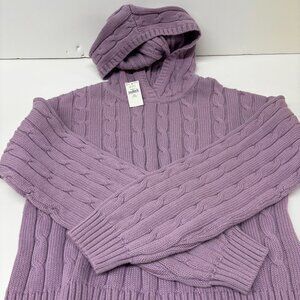 GAP Kids Girls Violet Cable Knit Sweater Hoodie Sz 14-16 New With Tag